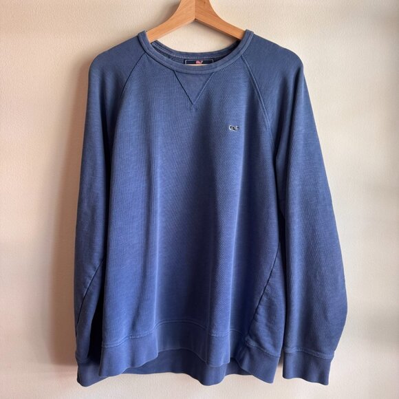 Vineyard Vines Women’s Blue Crew Sweatshirt M Cozy Cotton Pullover Whale Logo - Picture 1 of 8